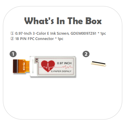 [EOL]0.97 Inch Mini E-Paper Display Red E-Ink Screen with 18-Pin Connector Partial Update Capable
