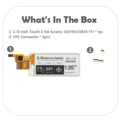 2.13 Inch E-Paper Display with Touchscreen 250x122 Resolution Partial Screen Refresh SPI Interface