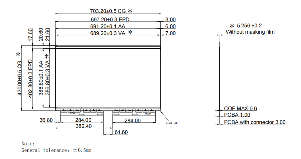 Large Format 31.2" E Ink Display with Front Light Carta 1300 E Ink Display 2560x1440 Wide Temp -15°C~65°C