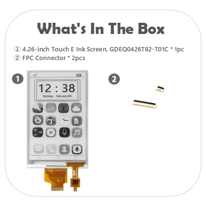 4.26" E Ink Capacitive Touch Screen High Res 219 PPI 4-Gray E-Paper Display