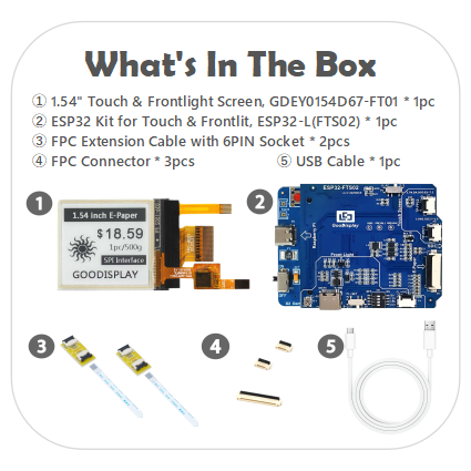 1.54-Inch E-Ink Screen with Frontlight and Touch Function Ultra-Fast 1.5s Refresh Rate