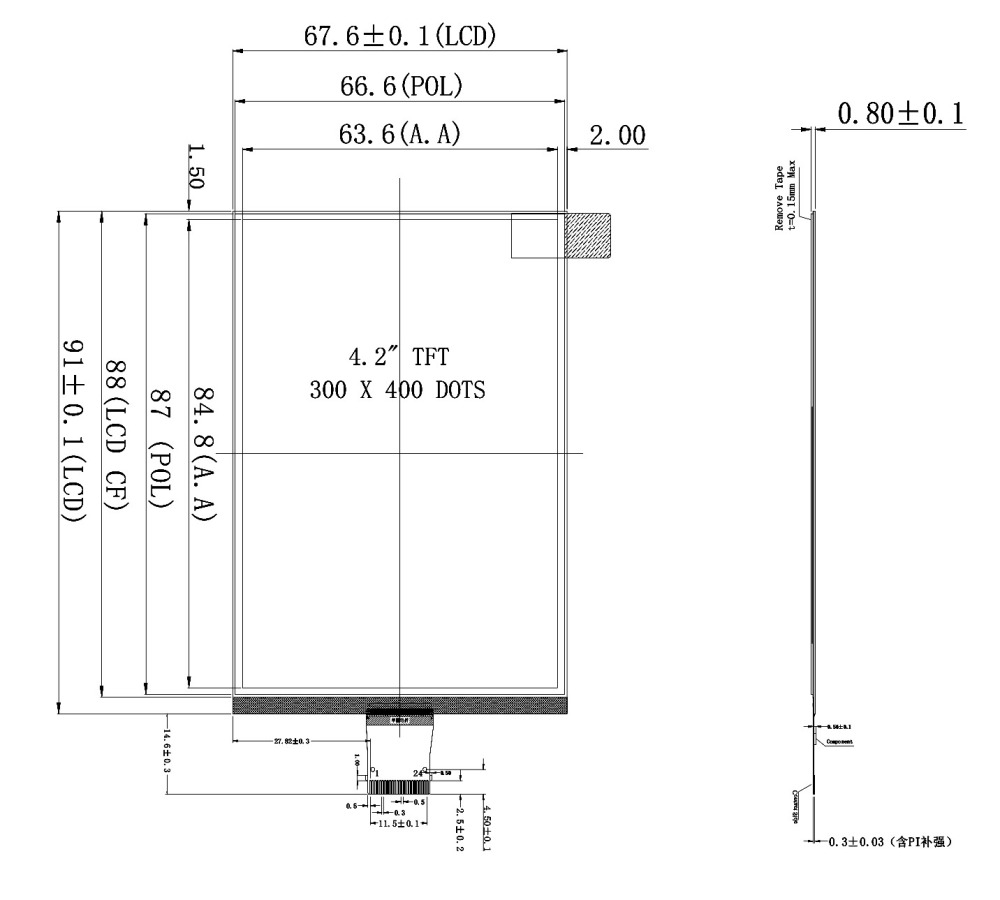 Reflective TFT LCD Display 4.2 Inch Monochrome Screen 400x300 SPI LCD Wide Temperature Rang