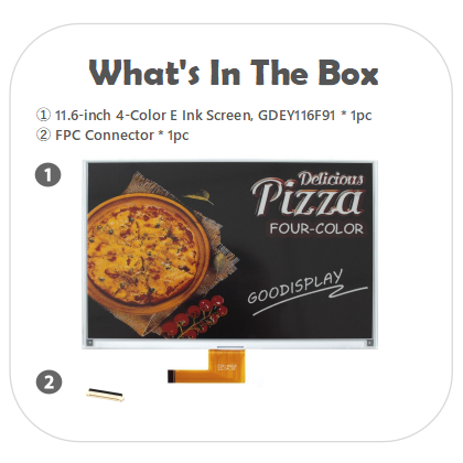 Large 11.6" E-Ink Displays Vivid Color Electronic Ink Module 16s Fast Refresh EPD 960x640 Pixels