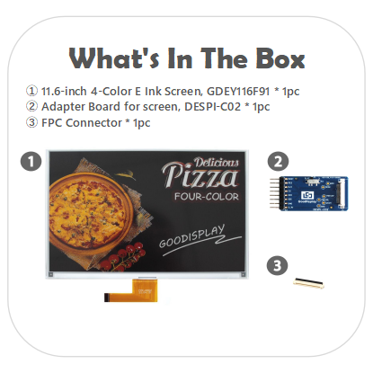 Large 11.6" E-Ink Displays Vivid Color Electronic Ink Module 16s Fast Refresh EPD 960x640 Pixels