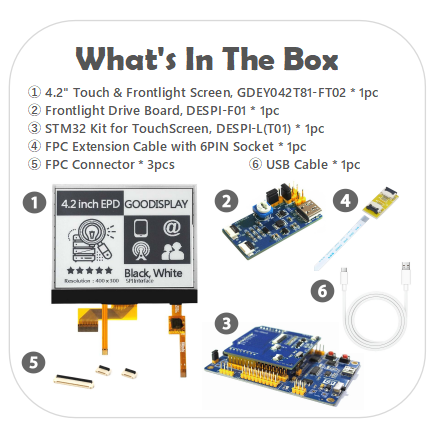4.2-Inch E-Paper Touchscreen Display Monochrome SPI E-Ink Front Light for Optimal Reading Experience