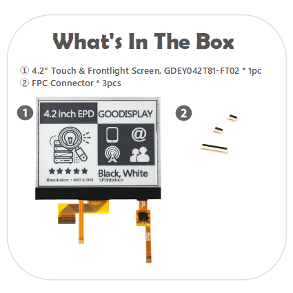 4.2-Inch E-Paper Touchscreen Display Monochrome SPI E-Ink Front Light for Optimal Reading Experience