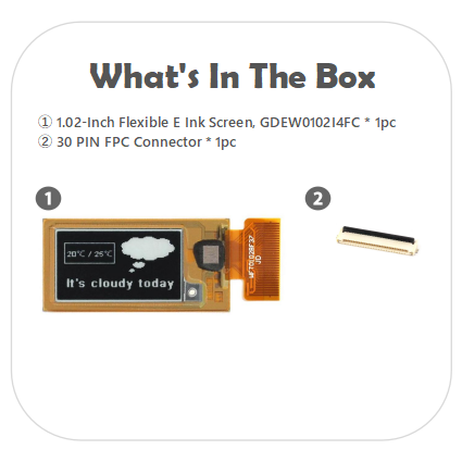 [EOL]Mini E-ink Display 1.02 inch Flexible 128x80 Electronic Paper Screen 30PIN