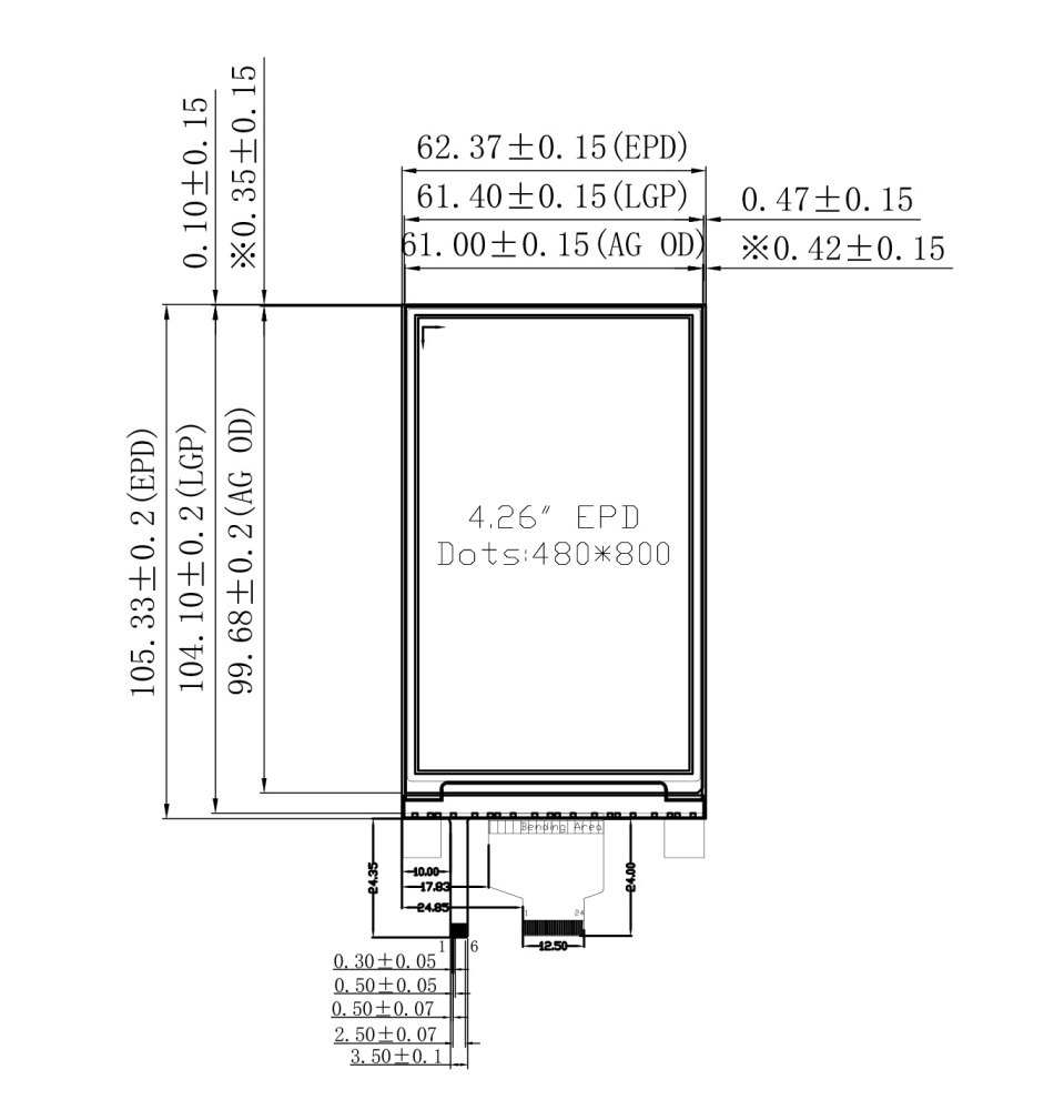 4.26" E Ink Display Front Light 800x480 Resolution Low Power SPI Interface