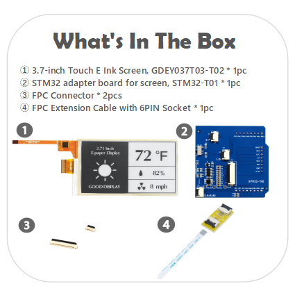 3.7-Inch E-Paper Display with Touchscreen 1s Fast Refresh 416x240