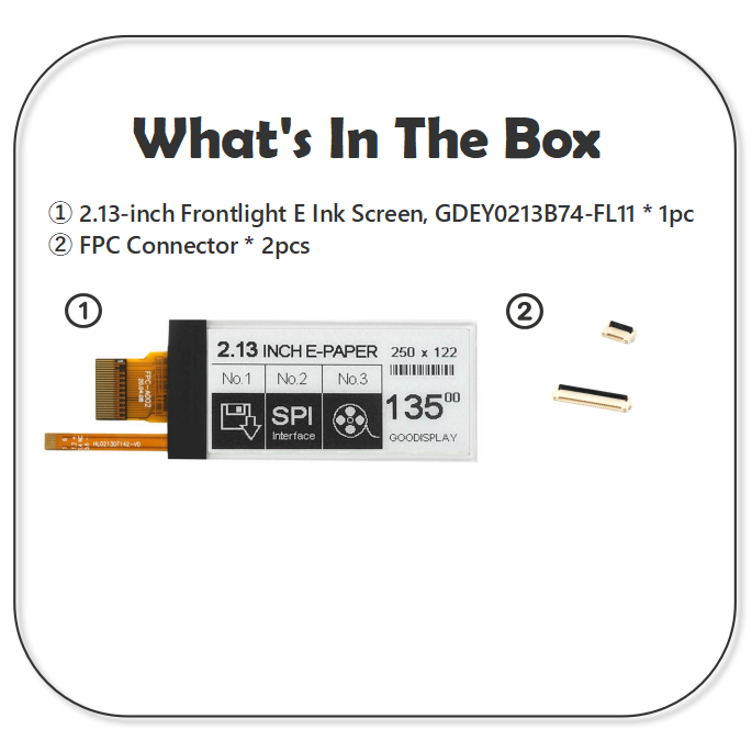 2.13" E paper Display Front Light E Ink Screen for Raspberry Pi SSD1680Z Backlit Electronic Paper Screen