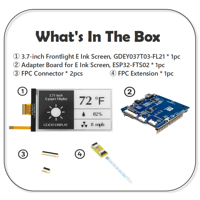 3.7 inch Frontlight E Ink display HAT For Raspberry Pi 416x240 E-paper screen