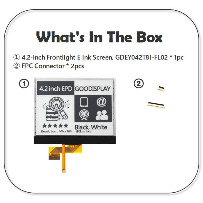 4.2-Inch E-Paper Display with Front Light 1.5s Fast Refresh Rate 400x300 Resolution