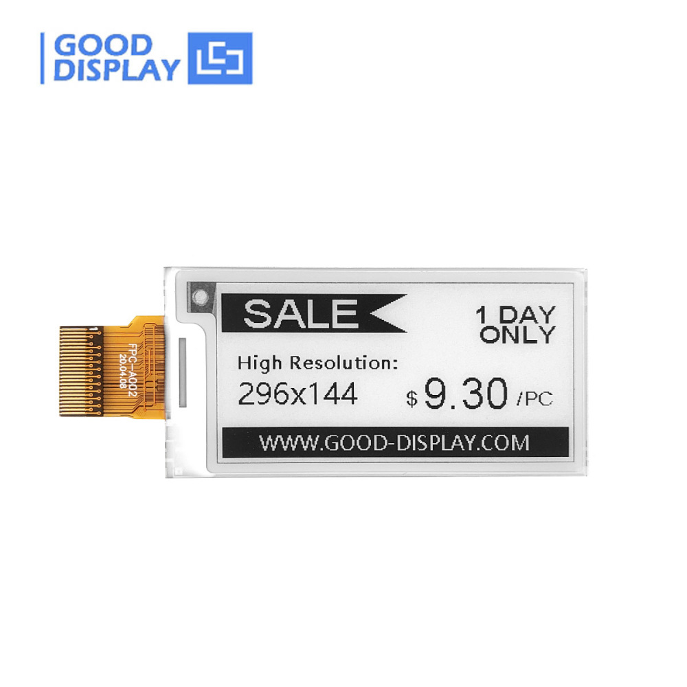 2.13" Monochrome E-Paper Display 296x144 High-Res 154 PPI Fast Refresh E Ink SSD1680Z Driver