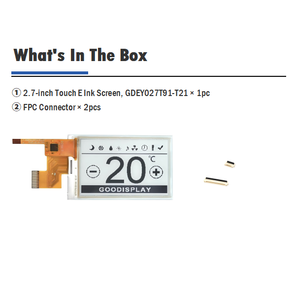 2.7 Inch E-ink TouchScreen SPI Interface China 4 Grayscale E-ink Screen Manufacturer Touch Panel GDEY027T91-T21