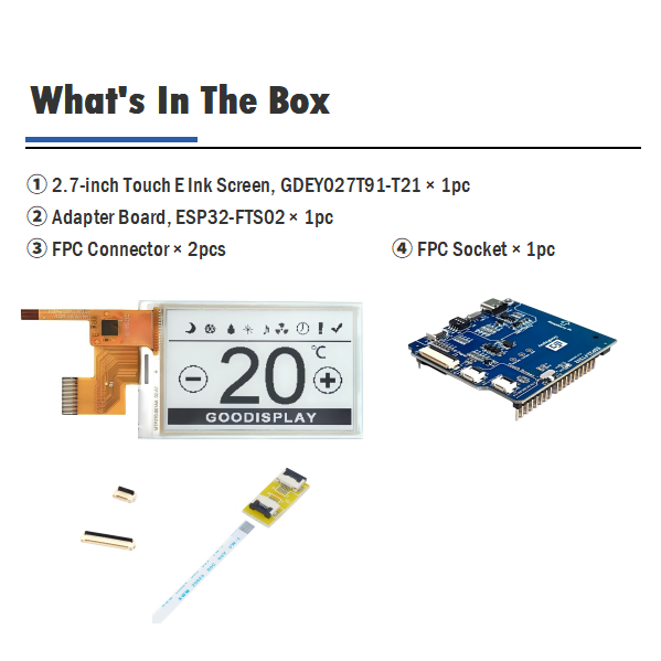 2.7 Inch E-ink TouchScreen SPI Interface China 4 Grayscale E-ink Screen Manufacturer Touch Panel GDEY027T91-T21