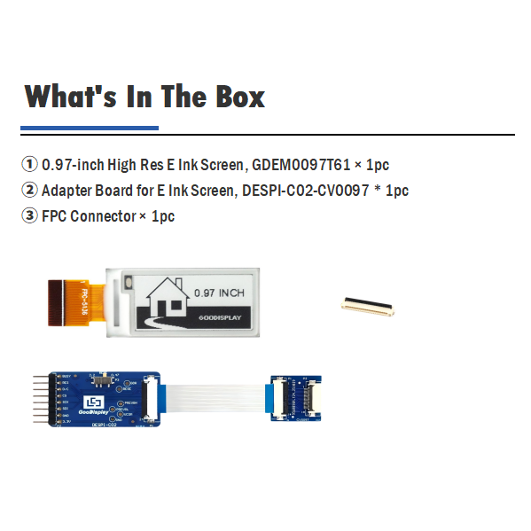 Ultra Compact 0.97-Inch E Ink Screen Lightning-Fast 0.26s Partial Refresh 18PIN GDEM0097T61