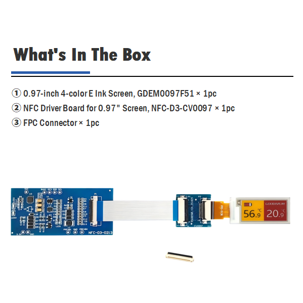 0.97-Inch E Ink Display Versatile Black,White,Yellow&Red Options for Modern Tech Solutions 18PIN GDEM0097F51