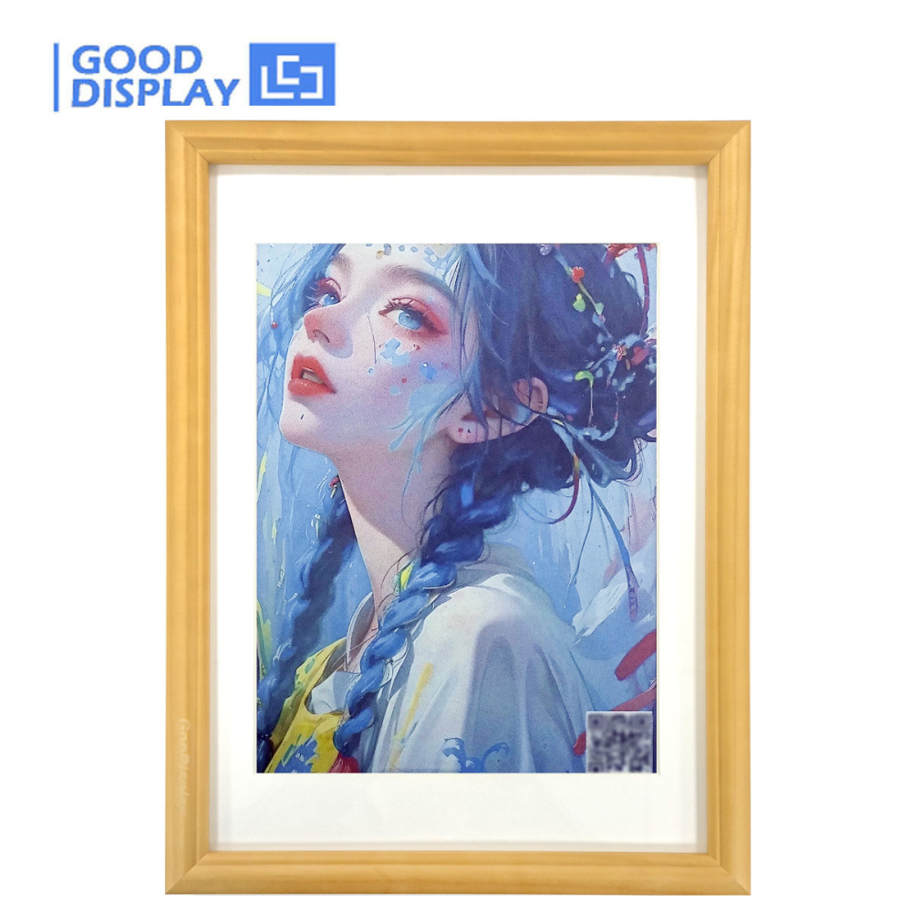 Wooden Digital Photo Frame with E Ink Spectra 6 Color Display 13.3 Inch 1600x1200 HD E-Paper, GDP133EW1