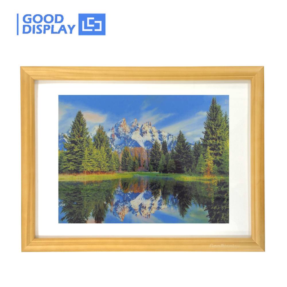 Wooden Digital Photo Frame with E Ink Spectra 6 Color Display 13.3 Inch 1600x1200 HD E-Paper, GDP133EW1