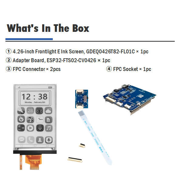 4.26" E Ink Display Front Light 800x480 Resolution Low Power SPI Interface GDEQ0426T82-FL01C