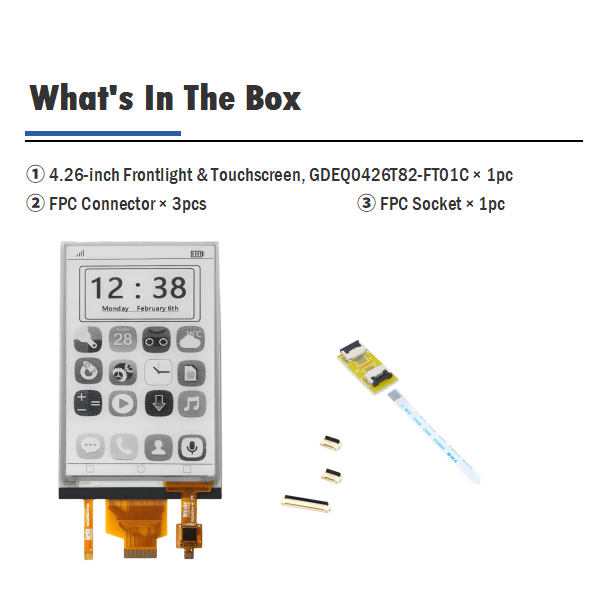 4.26" E-Paper Display with Frontlight & Touch for ESP32 - High Contrast E-Ink Screen Module