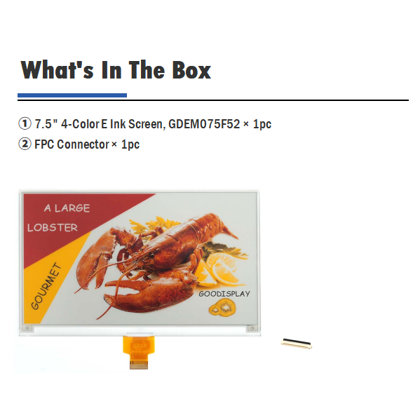 7.5-inch Four-color E-paper Module SPI Display Screen Resolution 800x480 GDEM075F52