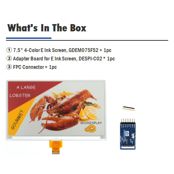 7.5-inch Four-color E-paper Module SPI Display Screen Resolution 800x480 GDEM075F52
