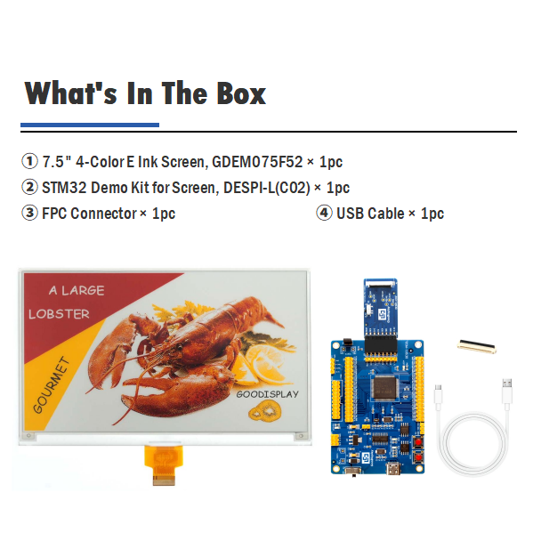 7.5-inch Four-color E-paper Module SPI Display Screen Resolution 800x480 GDEM075F52