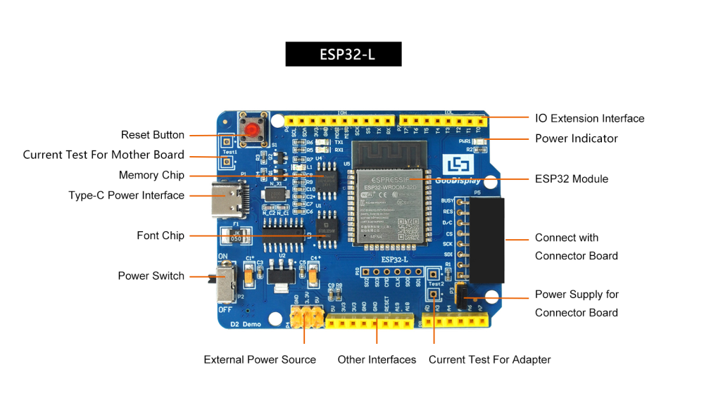 ESP32 Epaper Board for 4-inch & 7.3 inch E6 color e-ink Display ESP32-L(C73)