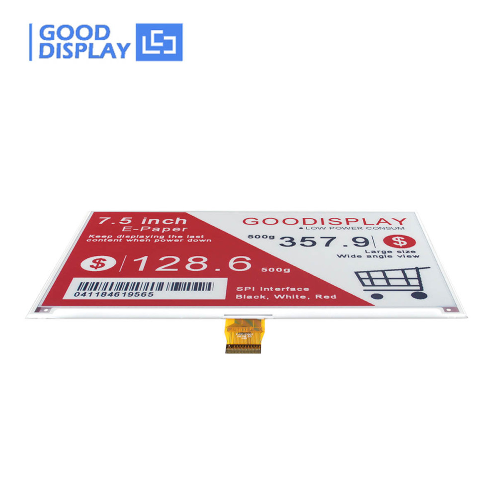 7.5inch Red Electronic Paper Display Tri-color E-ink Display 1.3s Partial Update of Black and White Parts, GDEY075Z08