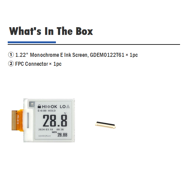 1.22-Inch High-frequency Update E Ink screen with 2s Refresh Rate 176x192 Resolution, GDEM0122T61