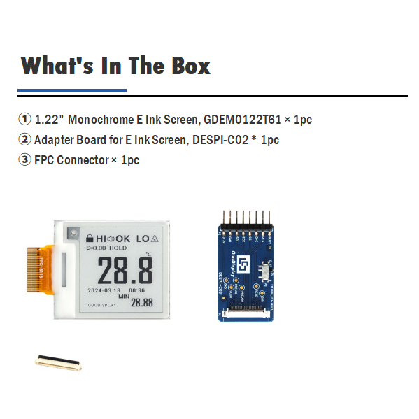 1.22-Inch High-frequency Update E Ink screen with 2s Refresh Rate 176x192 Resolution, GDEM0122T61