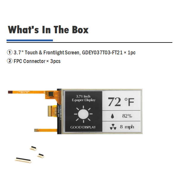 3.7Inch Front Lit With E Ink Touch Display Raspberry Pi, 416x240, Energy-Efficient E-Paper Technology, GDEY037T03-FT21