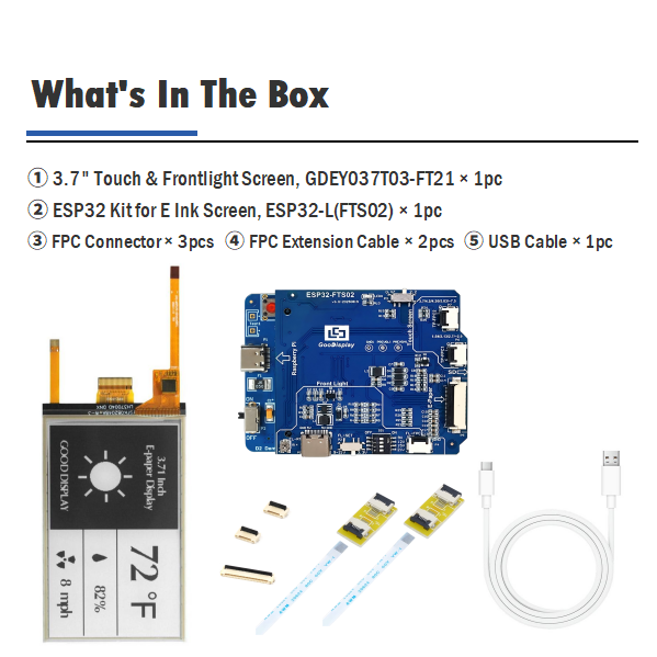3.7Inch Front Lit With E Ink Touch Display Raspberry Pi, 416x240, Energy-Efficient E-Paper Technology, GDEY037T03-FT21