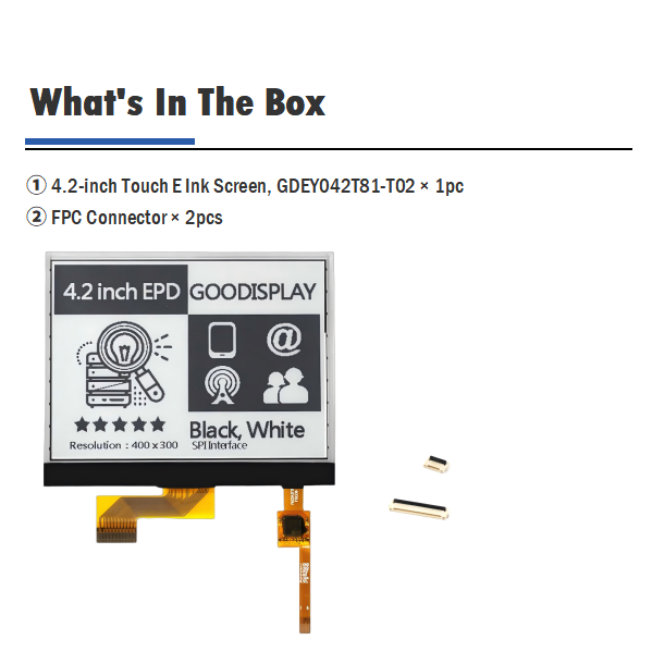 4.2inch Touch E-Paper E-Ink Displays HAT 0.3s Partial Update 400×300 pixels, GDEY042T81-T02
