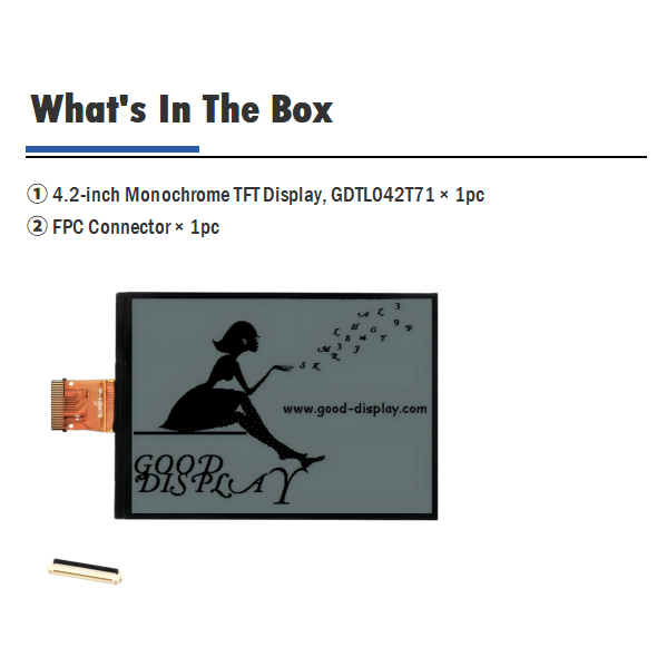 Reflective TFT LCD Display 4.2 Inch Monochrome Screen 400x300 SPI LCD Wide Temperature Rang GDTL042T71