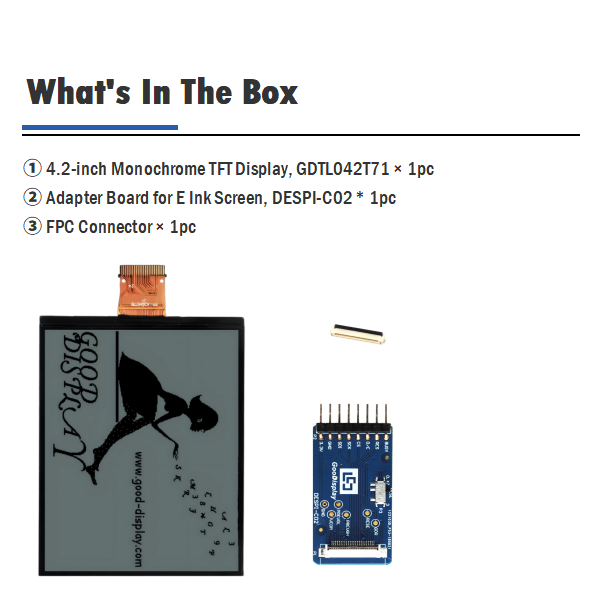 Reflective TFT LCD Display 4.2 Inch Monochrome Screen 400x300 SPI LCD Wide Temperature Rang GDTL042T71