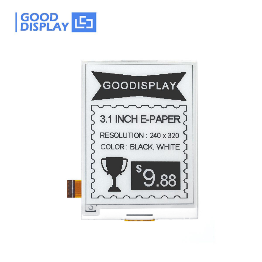 3.1 Inch Black White E-ink 320x240 Resolution E-paper Raw Displays Module, GDEY031T10