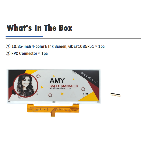 Large Size 10.85" 4-Color E Ink Display, 1360×480, 12s Fast Refresh GDEY1085F51