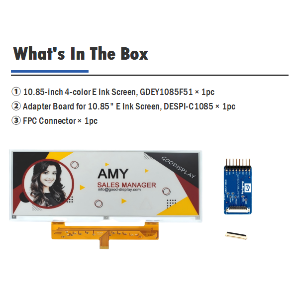Large Size 10.85" 4-Color E Ink Display, 1360×480, 12s Fast Refresh GDEY1085F51