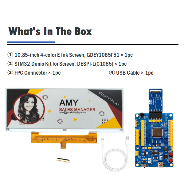 Large Size 10.85" 4-Color E Ink Display, 1360×480, 12s Fast Refresh GDEY1085F51