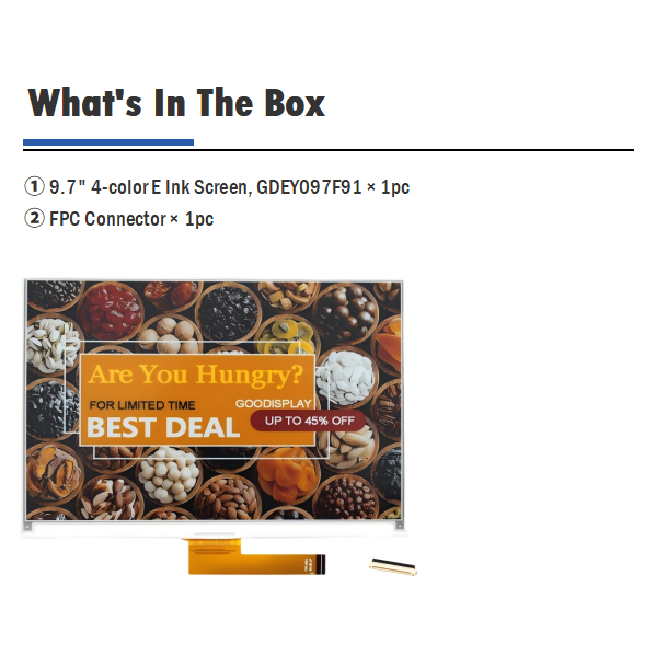 4-Color E-Paper Display 9.7-inch 960×672 12s Fast Refresh SPI Interface E-Ink Panel, GDEY097F91