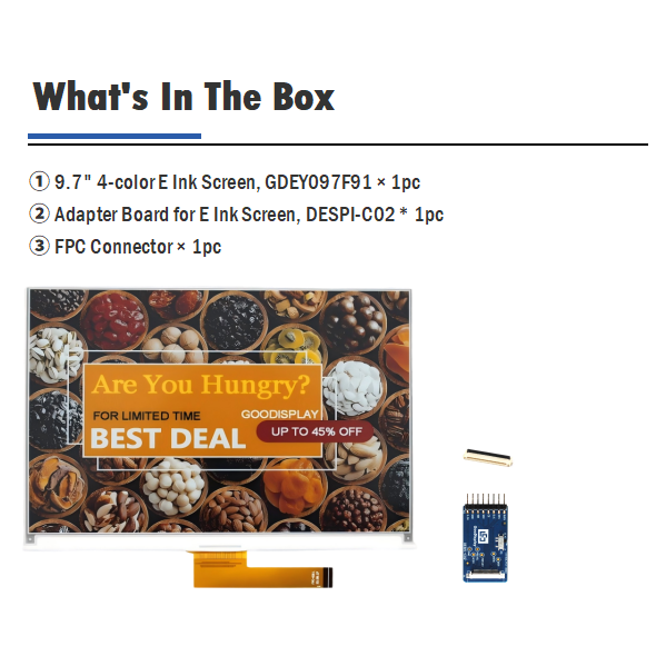 4-Color E-Paper Display 9.7-inch 960×672 12s Fast Refresh SPI Interface E-Ink Panel, GDEY097F91
