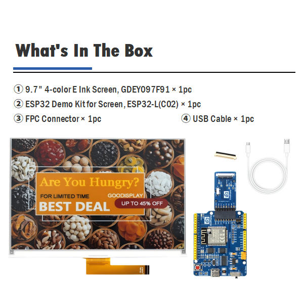 4-Color E-Paper Display 9.7-inch 960×672 12s Fast Refresh SPI Interface E-Ink Panel, GDEY097F91