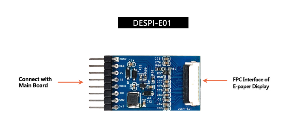 1.69" E-Ink Display Adapter Board Drives Spectra 6 E-Paper HAT for STM32, Arduino DESPI-C169