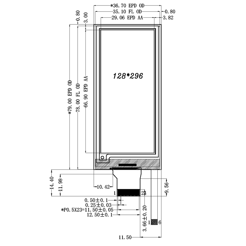 2.9" E Ink Display Front Light 800x480 Resolution Low Power SPI Interface, GDEY029F52-FL03