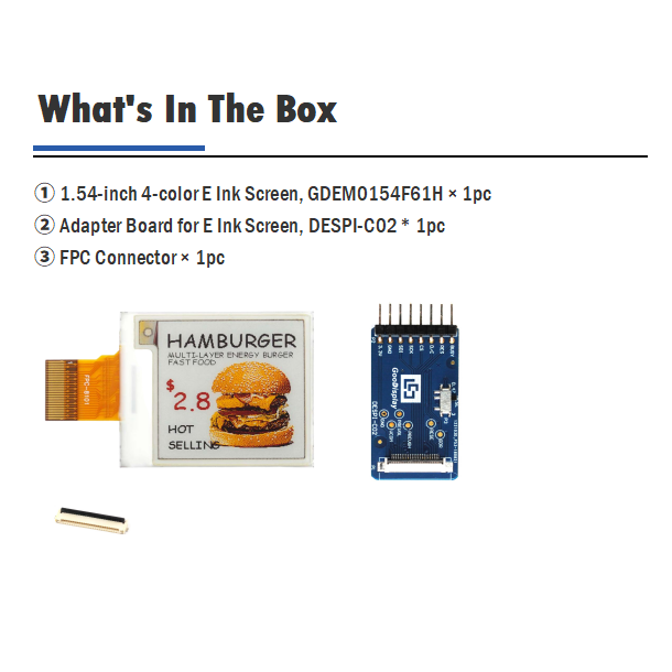 1.54-Inch E-Paper Display Four-Color Yellow & Red with High Resolution 200x200, GDEM0154F61H