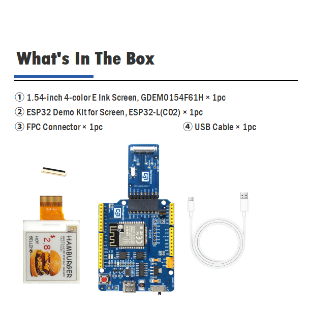 1.54-Inch E-Paper Display Four-Color Yellow & Red with High Resolution 200x200, GDEM0154F61H