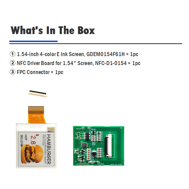 1.54-Inch E-Paper Display Four-Color Yellow & Red with High Resolution 200x200, GDEM0154F61H