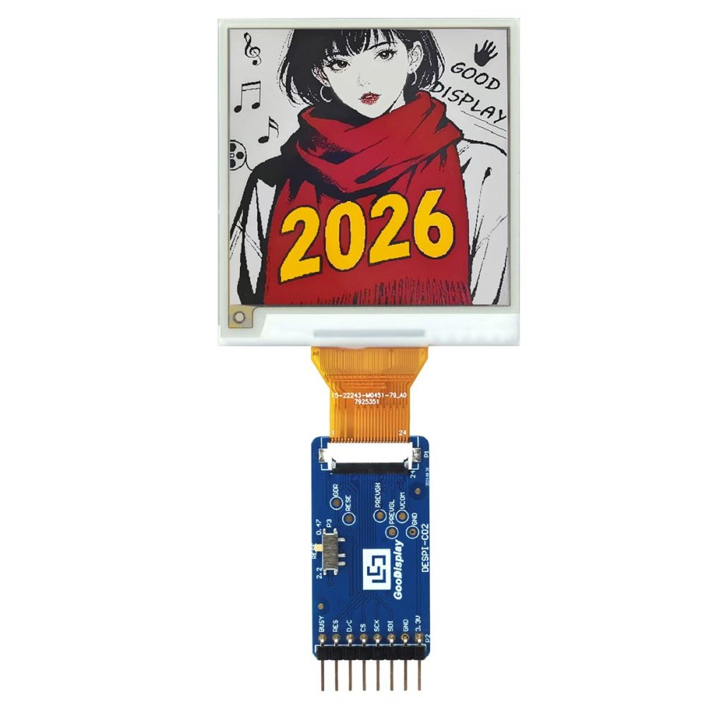 Square 2.53" 425x424 4-Color E-Paper Display with SPI Interface | E-Ink Screen Module，GDEF0253F17